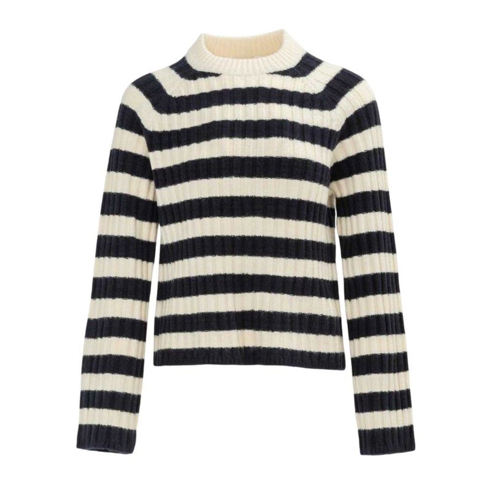 Miso Womens/Ladies Stripe Open Hem Sweater / Navy